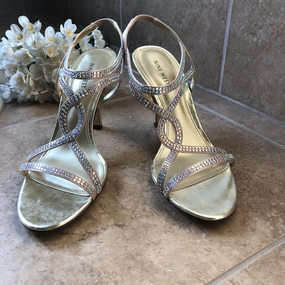 Nine West- gold and sparkle heels- 9.5